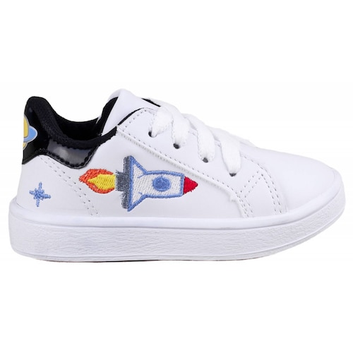 Tenis Niño Deportivo Arco Ortopédico Blancos Casuales 701-BN (12.0 - 18.0)