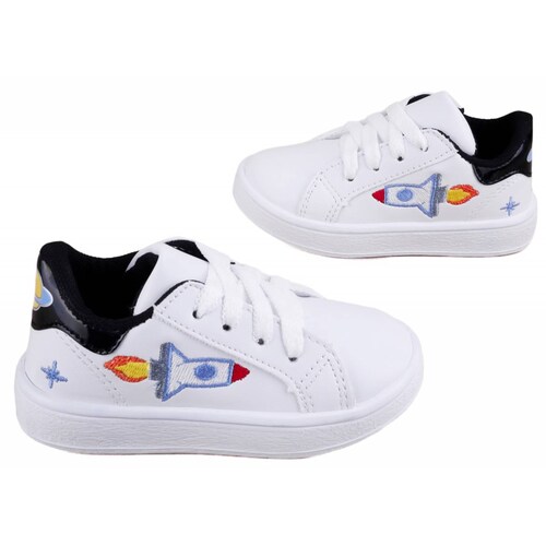 Tenis Niño Deportivo Arco Ortopédico Blancos Casuales 701-BN (12.0 - 18.0)