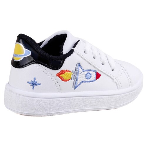 Tenis Niño Deportivo Arco Ortopédico Blancos Casuales 701-BN (12.0 - 18.0)