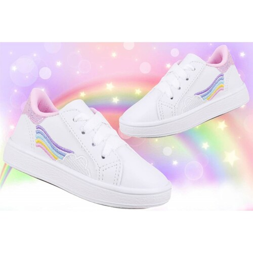 Tenis Niña Deportivo Arco Ortopédico Blancos Casuales 701-BR (12.0 - 18.0).