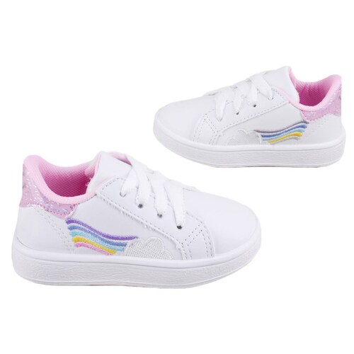 Tenis Niña Deportivo Arco Ortopédico Blancos Casuales 701-BR (12.0 - 18.0).