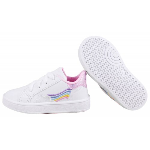 Tenis Niña Deportivo Arco Ortopédico Blancos Casuales 701-BR (12.0 - 18.0).