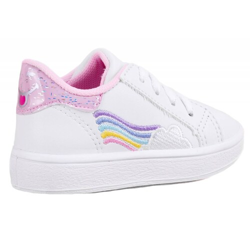 Tenis Niña Deportivo Arco Ortopédico Blancos Casuales 701-BR (12.0 - 18.0).