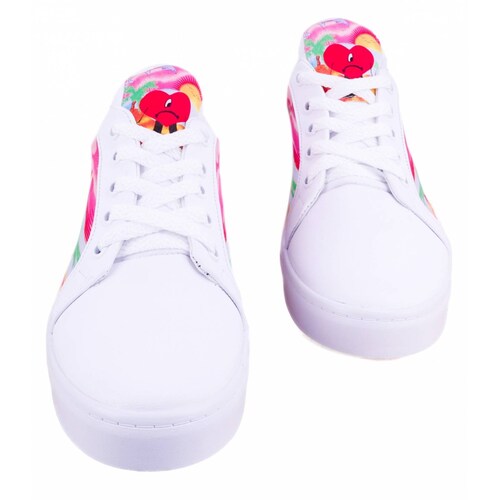 Tenis Bad Bunny Corazón Moda Agujeta Cómodos 441-BB Blancos