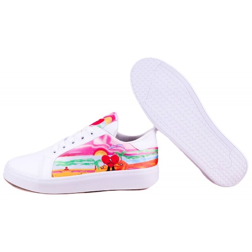 Tenis Bad Bunny Corazón Moda Agujeta Cómodos 441-BB Blancos