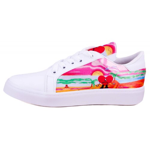 Tenis Bad Bunny Corazón Moda Agujeta Cómodos 441-BB Blancos