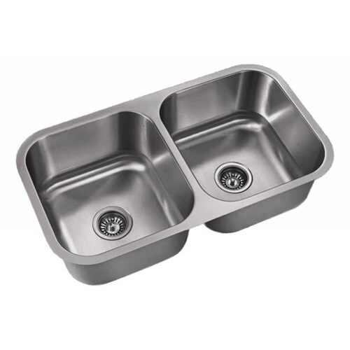 Fregadero De Cocina, Tarja Doble Acero Inox. incluye contra canastas, cespol, accesorios y tabla para cortar de regalo