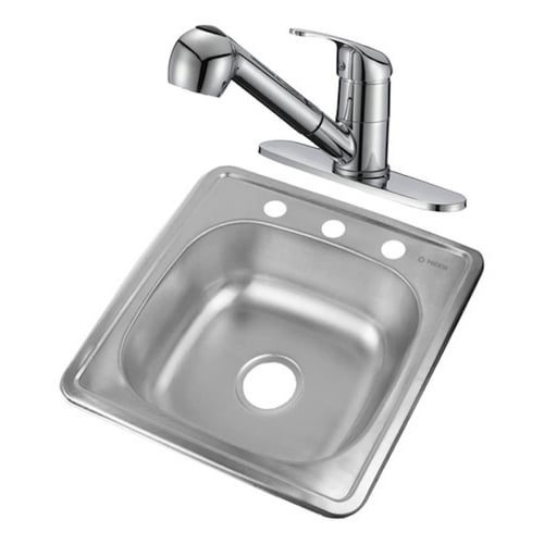 Tarja Sencilla de Acero Inox con Mezcladora con cuello Retráctil 