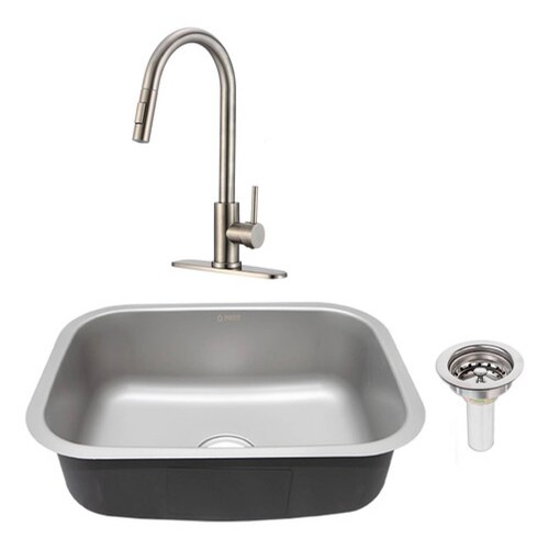 Kit de Tarja Sencilla en Acero Inoxidable con Mezcladora Monomando y Contracanasta