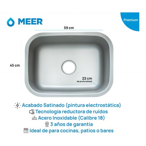 Kit de Tarja Sencilla en Acero Inoxidable con Mezcladora Monomando y Contracanasta