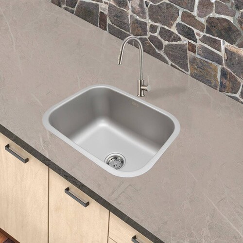 Kit de Tarja Sencilla en Acero Inoxidable con Mezcladora Monomando y Contracanasta