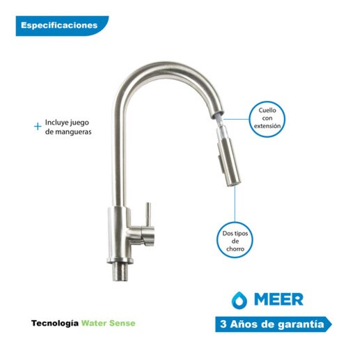 Kit de Tarja Sencilla en Acero Inoxidable con Mezcladora Monomando y Contracanasta