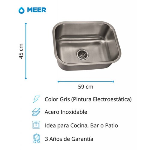 Kit de Tarja De Acero Inoxidable Premium, incluye Mezcladora Acero.