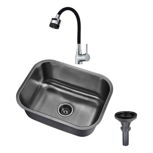Tarja Sencilla De Acero Inoxidable Con Mezcladora Flexible