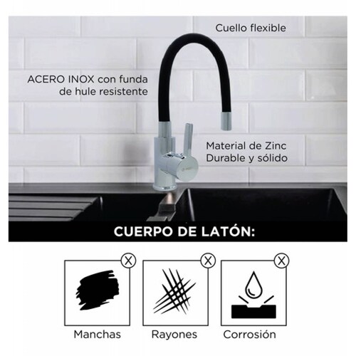 Tarja De Acero Inoxidable Con Mezcladora De Cuello Flexible