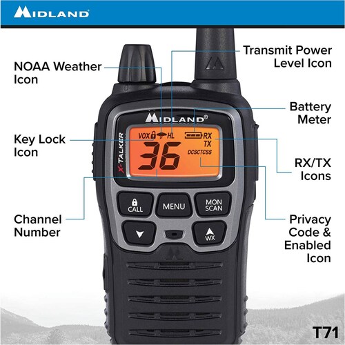 Radios 2 Vias Midland T71vp3 61km (38 Millas).