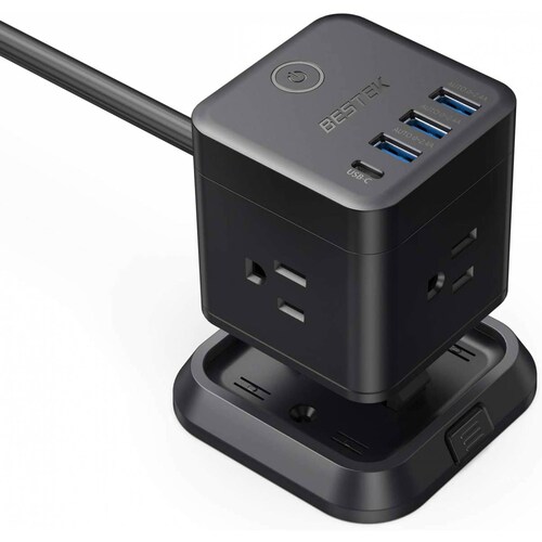 BESTEK Regleta de alimentación montable en cubo vertical de 3 salidas