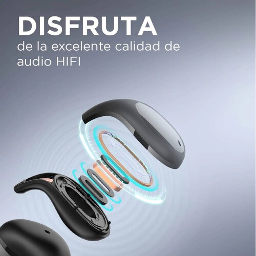 JH HOKINS Audífonos Clip de Oreja, Compatible con Asistente Siri, Alexa, Google, Bluetooth 5.2, Audífonos con Cancelación de Ruido IA y Resistencia al Agua IPX6, 10 Horas de Uso
