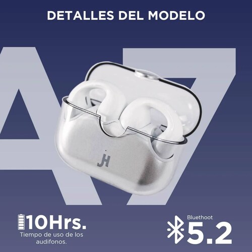 JH HOKINS Audífonos Clip de Oreja, Compatible con Asistente Siri, Alexa, Google, Bluetooth 5.2, Audífonos con Cancelación de Ruido IA y Resistencia al Agua IPX6, 10 Horas de Uso