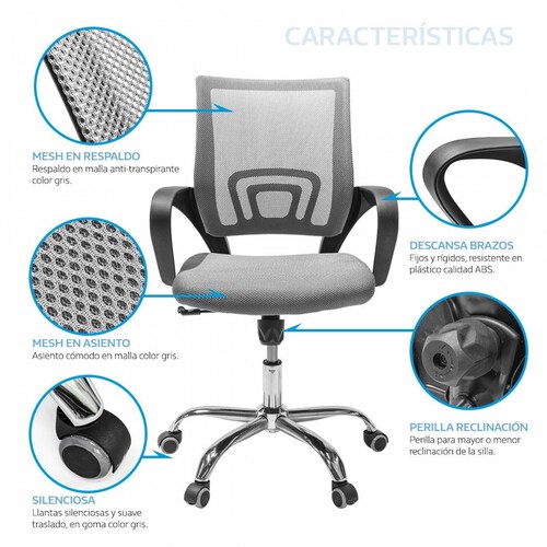 Silla operativa con ruedas silenciosas y base metalica giratoria