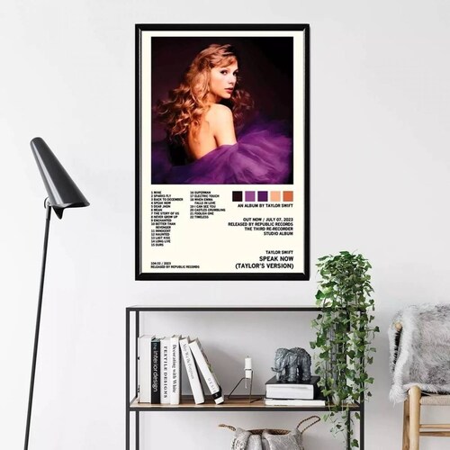 Taylor Swift Álbum Music Tracklist Cuadro Con Marco Madera.