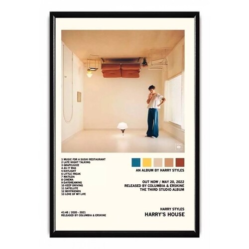 Harry Styles Álbum Music Tracklist Cuadro Con Marco Madera