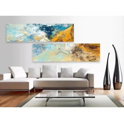 Cuadro Minimalista Abstractos Amarillos. Cuadro Decorativo Para Sala Moderno