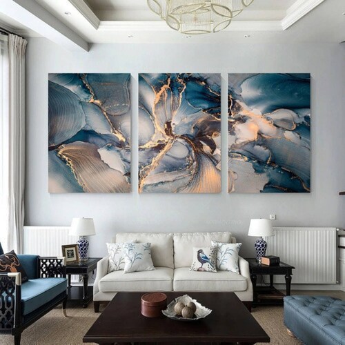 Cuadros Canvas Arte Abstracto Moderno Mármol Elegante Tríptico 