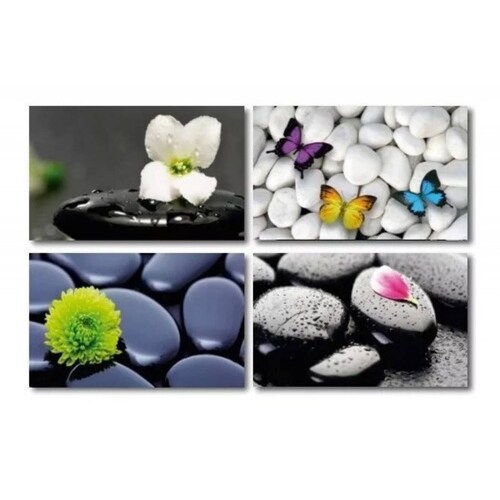 Set 4 Cuadros Piedras Zen Spa Relajantes Salón, Spa, Estetica.