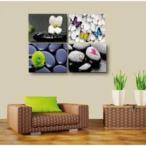 Set 4 Cuadros Piedras Zen Spa Relajantes Salón, Spa, Estetica.