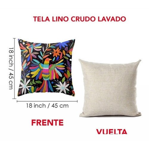 Set 2 Fundas Para Cojínes Arte Mexicano Otomí En Lino