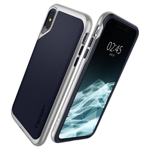 Funda Spigen Neo Hybrid para iPhone Xs max Azul contorno plata