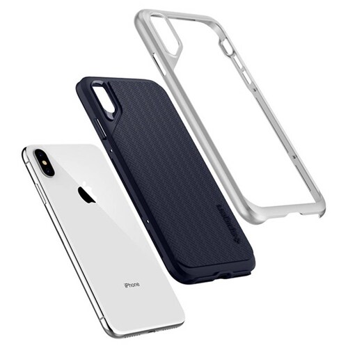 Funda Spigen Neo Hybrid para iPhone Xs max Azul contorno plata