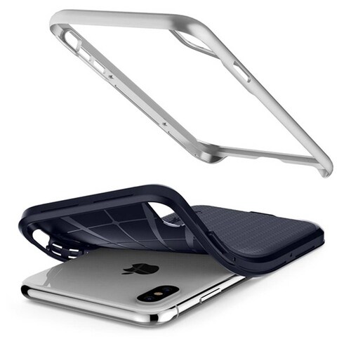 Funda Spigen Neo Hybrid para iPhone Xs max Azul contorno plata