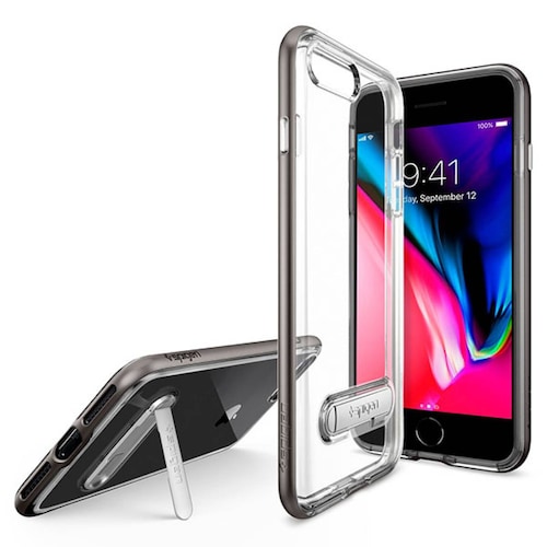 Funda Spigen Crystal Hybrid para iPhone 7 / 8 plus Transparente contorno Gris