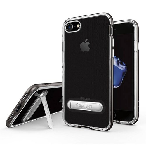 Funda Spigen Crystal Hybrid para iPhone 7 / 8 plus Transparente contorno Gris
