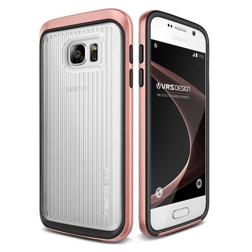 Funda VRS Tripe Mix para Samsung Galaxy S7 Transparente Contorno Rosa