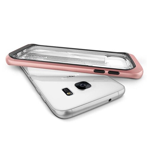 Funda VRS Tripe Mix para Samsung Galaxy S7 Transparente Contorno Rosa
