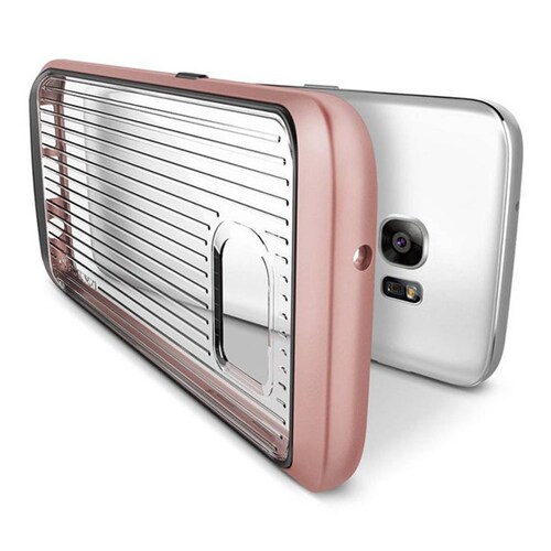 Funda VRS Tripe Mix para Samsung Galaxy S7 Transparente Contorno Rosa