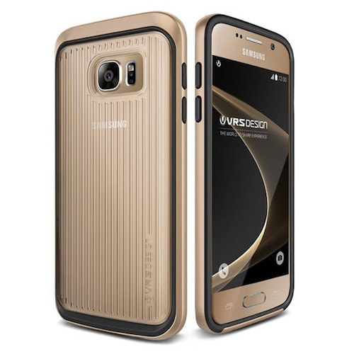 Funda VRS Tripe Mix para Samsung Galaxy S7 Transparente Contorno Dorado