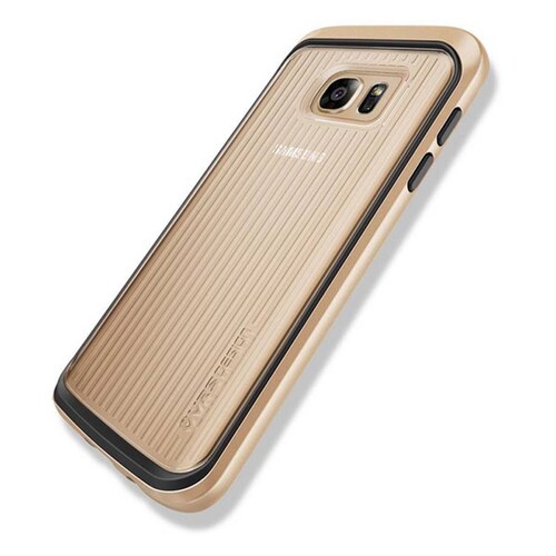 Funda VRS Tripe Mix para Samsung Galaxy S7 Transparente Contorno Dorado
