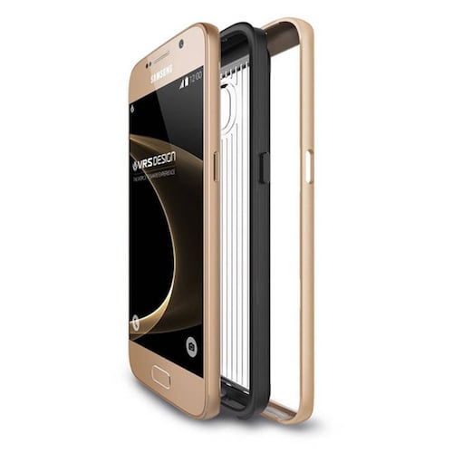 Funda VRS Tripe Mix para Samsung Galaxy S7 Transparente Contorno Dorado