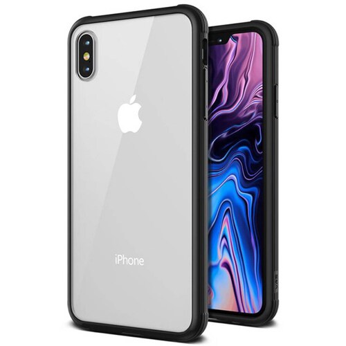 Funda VRS Crystal Chrome para Iphone Xs Max Transparente Contorno Negro