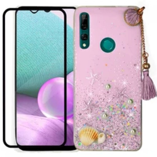 Funda Diamante 3d Con Correa Concha Mas Mica 9d Para Huawei Y9 Prime Rosa