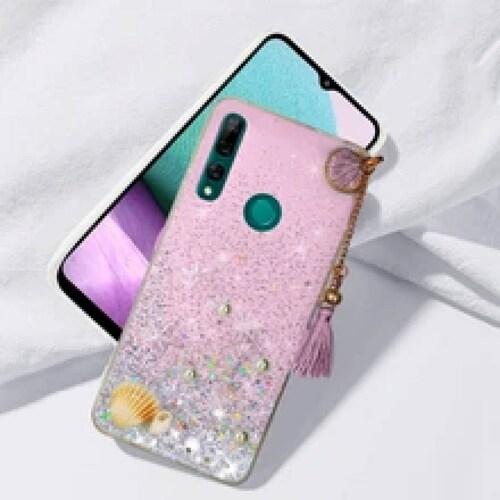Funda Diamante 3d Con Correa Concha Mas Mica 9d Para Huawei Y9 Prime Rosa