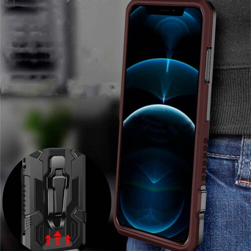 Funda Uso Rudo Para Realme C15 Robot Clip Con Soporte Negro
