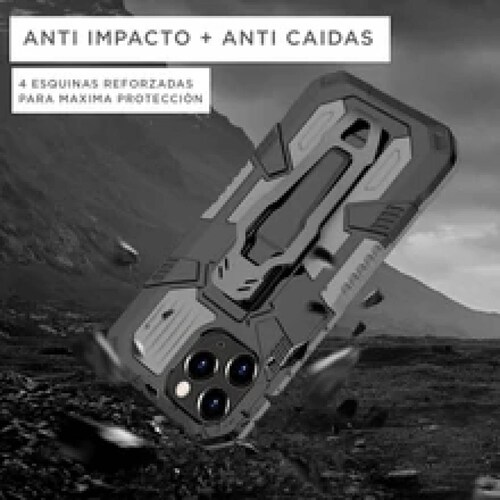 Funda Uso Rudo Para Realme C15 Robot Clip Con Soporte Negro