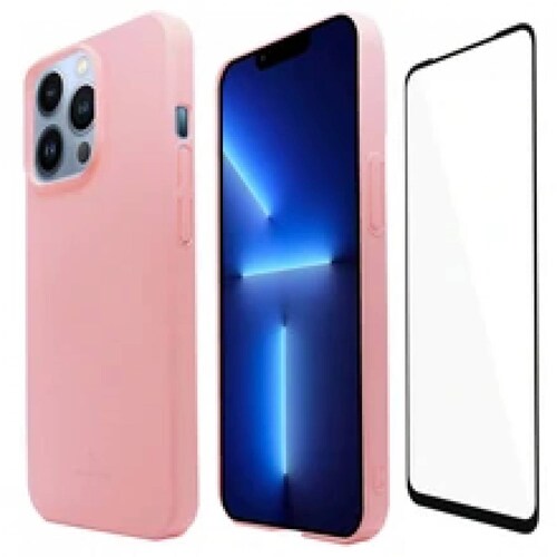 Funda Molan Cano para Iphone 13 PRO Super Fit Ultra Delgada Rigida de Policarbonato Color ROSA  MAS MICA 9D