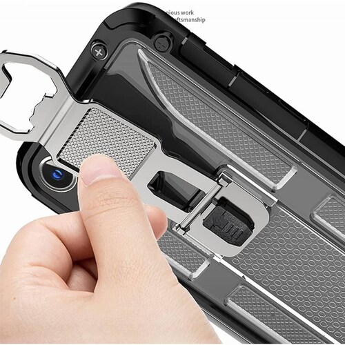 Funda Uso Rudo incorporado con destapador para Iphone 13 Verde 1pz Mas Mica 9D