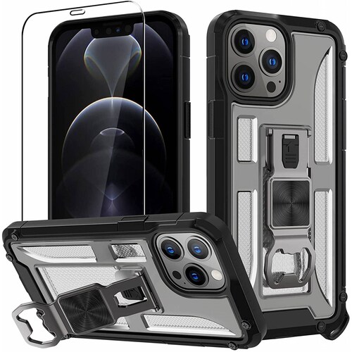 Funda Uso Rudo incorporado con destapador para Iphone 13 Verde 1pz Mas Mica 9D